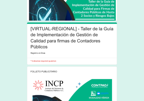 [VIRTUAL-REGIONAL] – Taller de la Guía de Implementación de Gestión de Calidad para firmas de Contadores Públicos