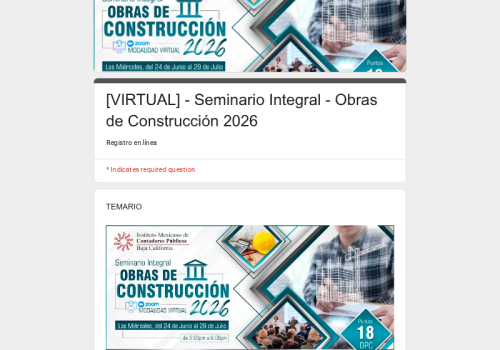 [VIRTUAL] – SEMINARIO INTEGRAL DE OBRAS DE LA CONSTRUCCIÓN 2026
